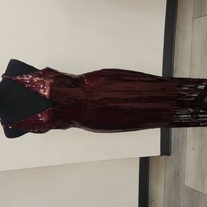 Dress the Population Burgundy Sequin Midi Dress